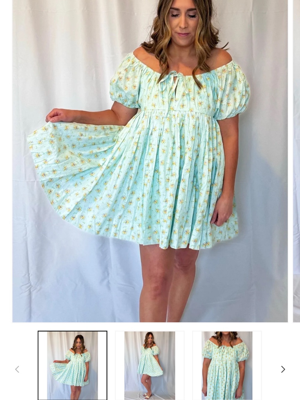 Mabel mini dress baby doll Ellenor Aqua Floral small NWT